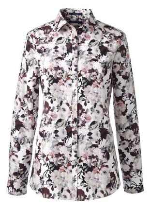 Женская с длинными рукавами рубашка, котон, land's end, р.6, пог50