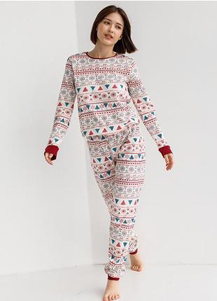 Пижама женская с штанами новогодняя 9051