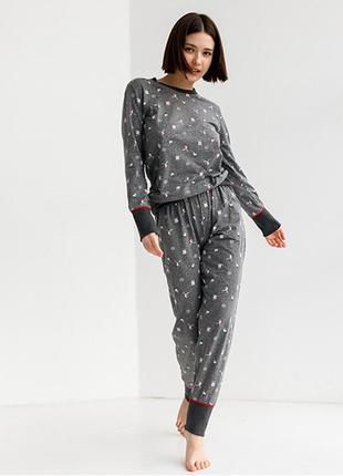 Пижама женская с штанами новогодняя 9055