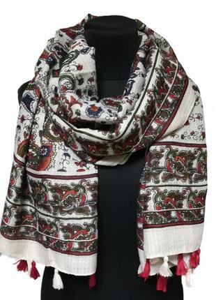Жіночий шарф із китицями в індійському стилі 180*90 см4 фото