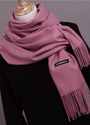 Женский шарф шерстяной теплый цвета пыльной розы 180*70 см3 фото