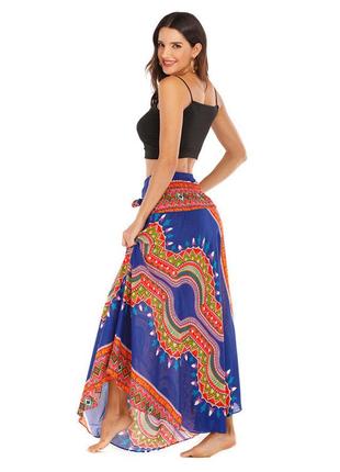 Длинная юбка синяя красивая летняя пляжная бохо стиль6 фото