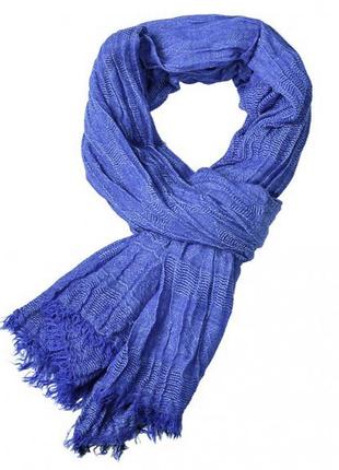 Мужской шарф голубой тонкий вискозный жатка модный 190*90 см2 фото