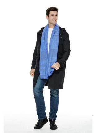 Мужской шарф голубой тонкий вискозный жатка модный 190*90 см3 фото