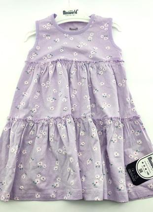 Детский сарафан платье турция 2, 3, 4, 5 лет для девочки хлопок летний фиолетовый (плд51)