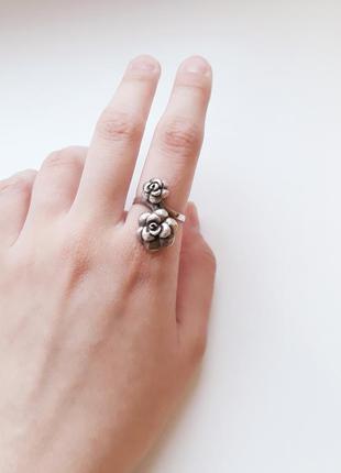 Серебряное кольцо с розами винтаж1 фото