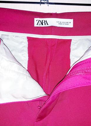 Брюки zara 7/8 цвета фуксия6 фото