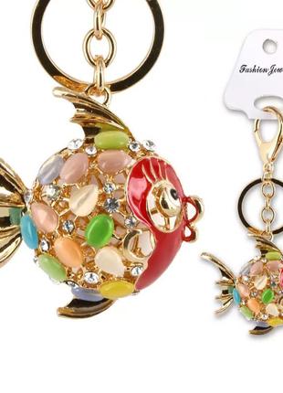 Подвеска для сумки / брелок для ключей «разноцветная рыба», h-12 cм,(139-0361)