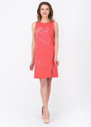 Женское платье розовое летнее мини с авторской вышивкой короткое rica mare mkrm12782 фото