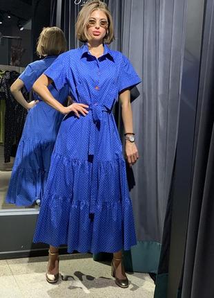 Платье женское синее с вырезом на спине миди sonya scandal mkss220450