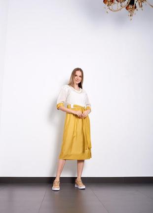 Женское летнее платье шелковое желто-белое дизайнерское нарядное pari иннеса мкprinnessa2 фото