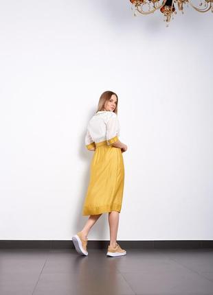 Женское летнее платье шелковое желто-белое дизайнерское нарядное pari иннеса мкprinnessa4 фото