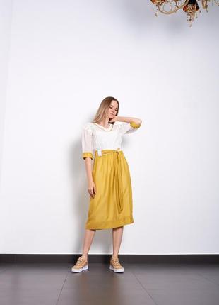 Женское летнее платье шелковое желто-белое дизайнерское нарядное pari иннеса мкprinnessa3 фото