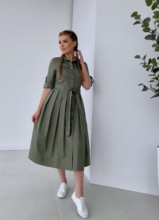 Сукня жіноча літнє міді оливкова style-nika моніка mksn2149/4-01 фото
