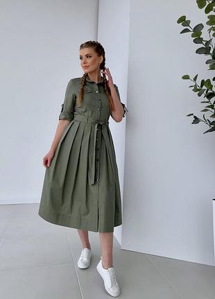 Платье женское летнее миди оливковое style-nika моника mksn2149/4-0