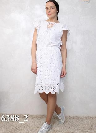 Сукня жіноча біле літнє з прошвы до коліна mktl6388-21 фото