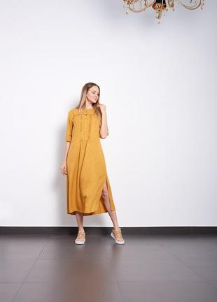 Жіноче літнє плаття гірчичне стильне дизайнерське pari тейлор mkpr2529