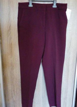Укороченные зауженые брюки цвета бордо от h&m2 фото