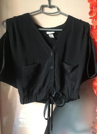 Шикарная черная короткая блуза h&m