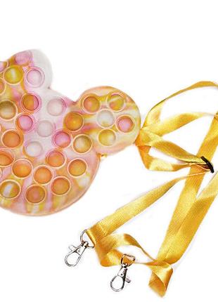 Pop it антистрес іграшка - (поп іт - піт - popit) - сумка маленька міккі камуфляж жовто-рожево-помаранчева1 фото