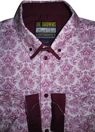 Мужская рубашка сочная бардовая в узорчик joe browns l xl