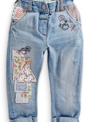 Джинсы с латками некст 3-4 года (979164400)