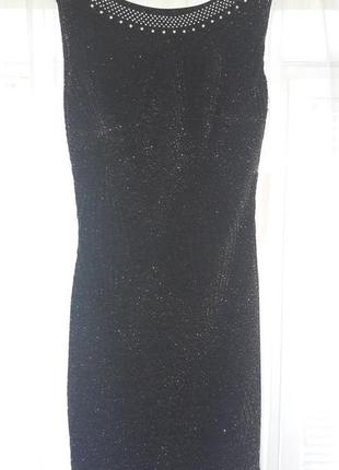 Платье gygess вечернее, коктейльное трикотажное черное с серебряной нитью / с люрексом1 фото