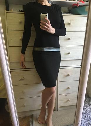 Стильне суворе міді сукня віскоза маленьке чорне плаття 8-10-12 франція