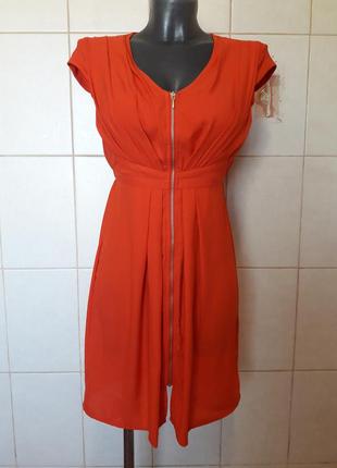 Яркое,коралловое легкое платье h&m,на молнии,на размеры xs/s