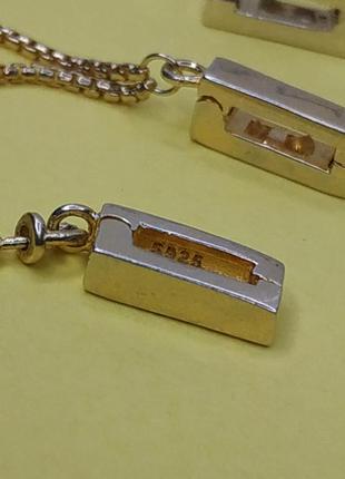 Шарм клипса на браслет рефлекс стерлинговое серебро цвет золото защитная цепочка без камней пандора5 фото