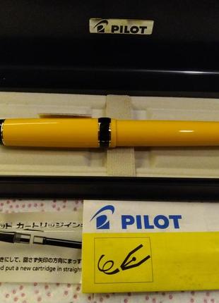 Pilot lucina fountain pen - yellow - fine nib перьевая ручка, желтая, тонкое перо2 фото