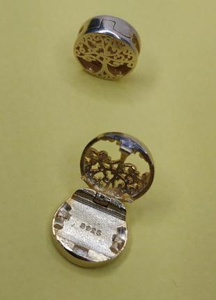 Шарм клипса на браслет рефлекс стерлинговое серебро 925 проба семейное дерево надпись семья круглый полый ветки пандора4 фото