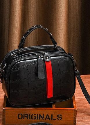 Маленькая женская сумочка клатч в стиле рептилии чёрная сумка2 фото