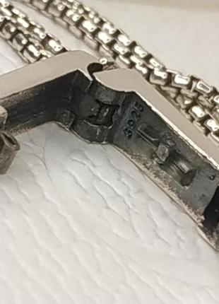 Шарм клипса на браслет рефлекс стерлинговое серебро 925 проба защитная цепочка цепь без камней прямоугольник минимализм пандора4 фото