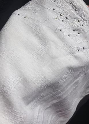 Летние штаны ровного кроя из фактурного лен/котон р.38/403 фото