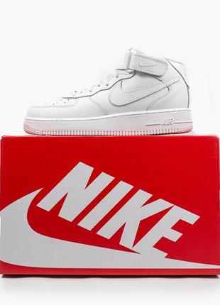 Кросівки шкіряні nike air force 1 high white, кроссовки кожаные, хайтопи, хайтопы