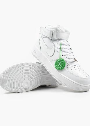 Кросівки шкіряні nike air force 1 high white, хайтопи демі, хайтопы, кеды, кеди, наложка