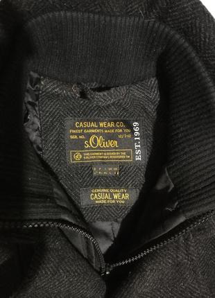 Мужское темносерое двубортное шерстяное пальто s. oliver4 фото