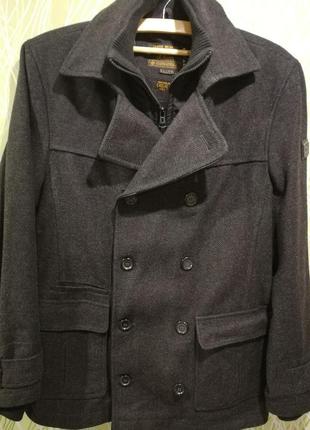 Мужское темносерое двубортное шерстяное пальто s. oliver8 фото