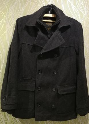 Мужское темносерое двубортное шерстяное пальто s. oliver5 фото