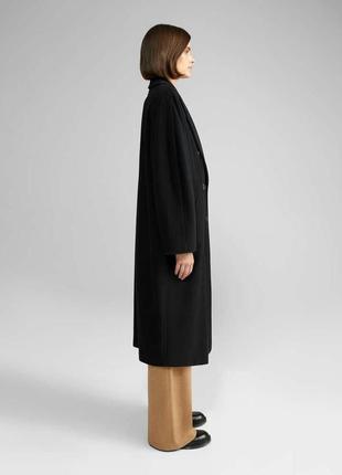 Демисезонное кашемировое пальто чёрное классическое миди макси из шерсти в стиле massimo dutti zara mango h&m asos3 фото