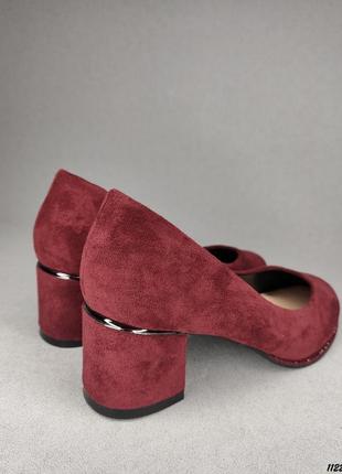 Туфли женские бордо на низком каблуке2 фото
