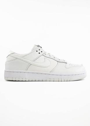 Кросівки преміум якості nike sb dunk low full white, кроссовки кожаные, кросовки1 фото