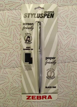 Шариковая ручка + стилус zebra styluspen twist - 0.7 mm ballpoint pen + stylus - silver body