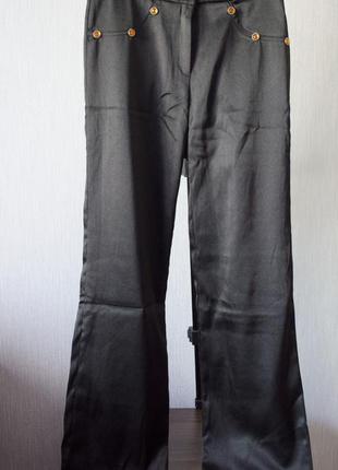 Класичні чорні атласні  штани\брюки2 фото