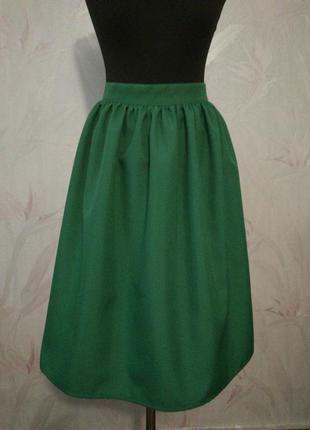 Новая зеленая юбка миди в сборку цвета травы , размер s,m,l