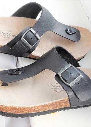 Ортопедические босоножки birkenstock шлёпки вьетнамки кожаные сандалии 42р.-27,3 см