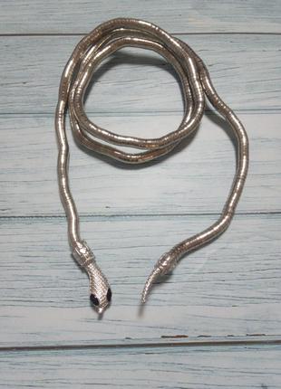 Крутое регулируемое серебристое ожерелье змея змейка4 фото