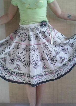 Юбка на лето расклешенная воздушная  солнце-клеш