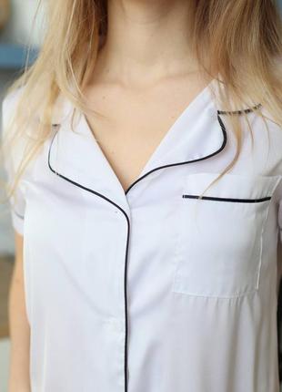 Женская шелковая красивая пижама рубашка и шорты. стильная пижамка7 фото